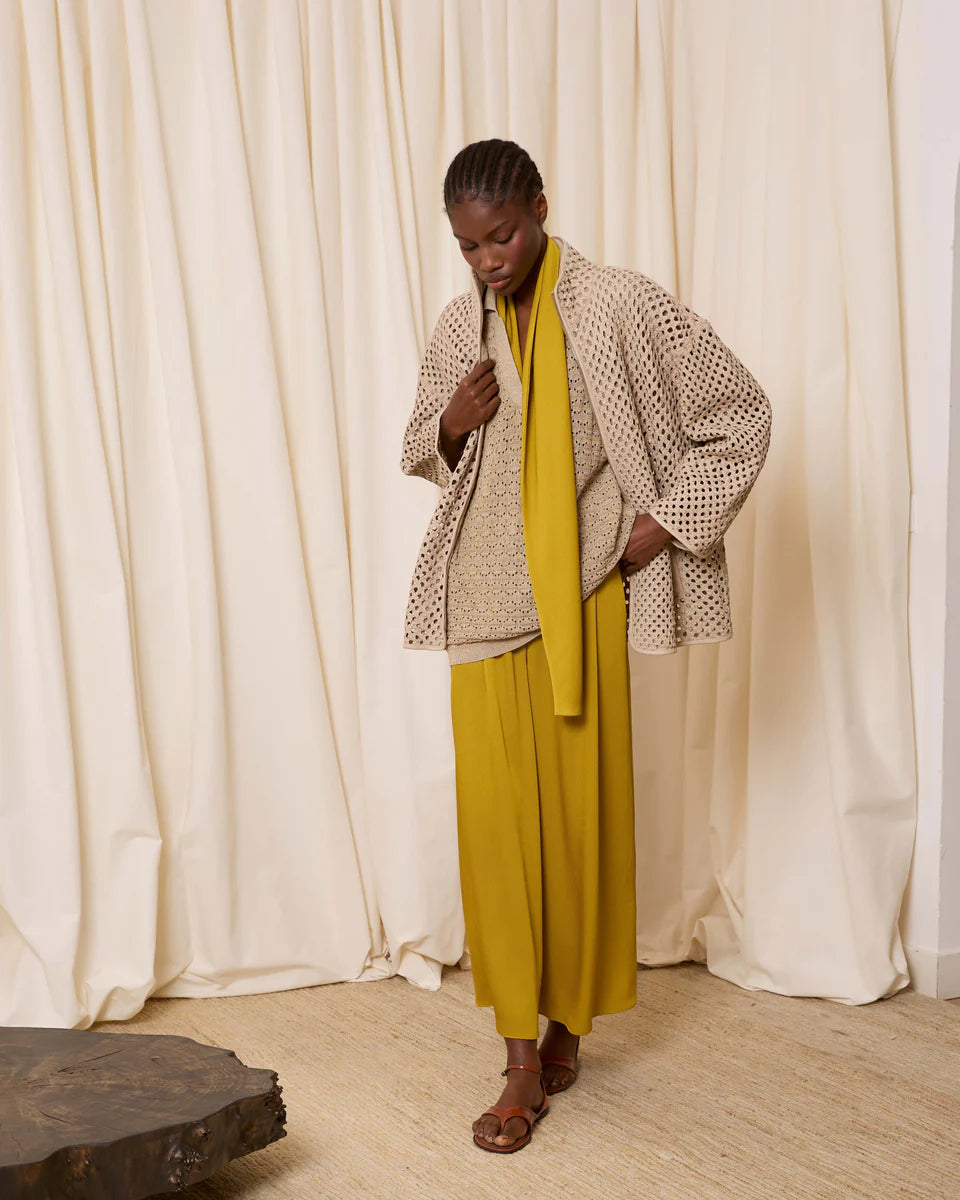 Chaqueta de piel trenzada crudo