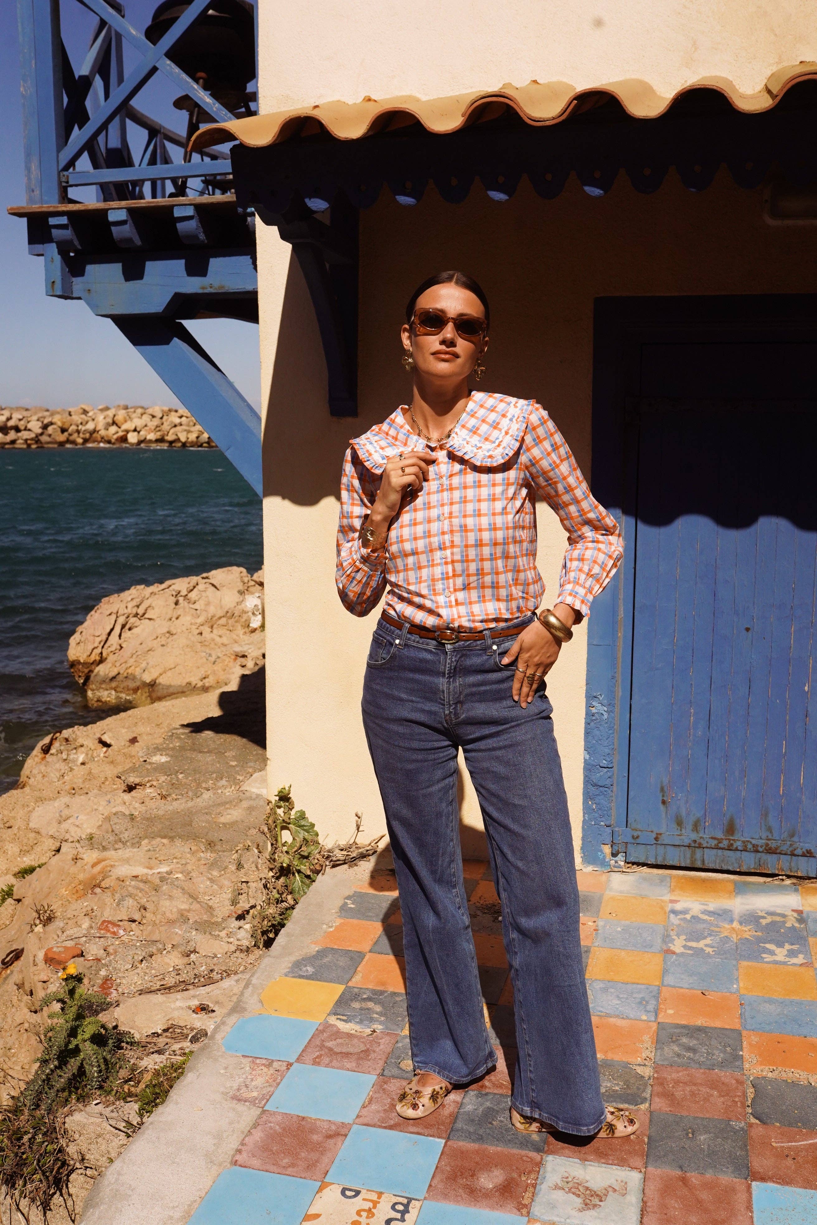 Camisa Calanca de IN APRIL 1986, cuadros pastel naranja · MHOSS