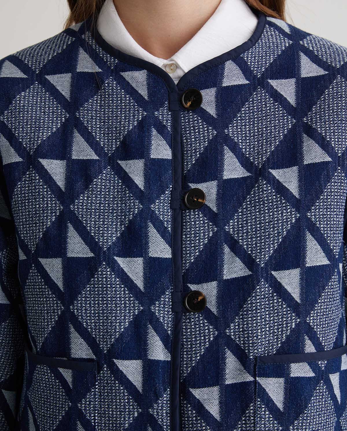 Chaqueta Corta Algodón Jacquard Índigo