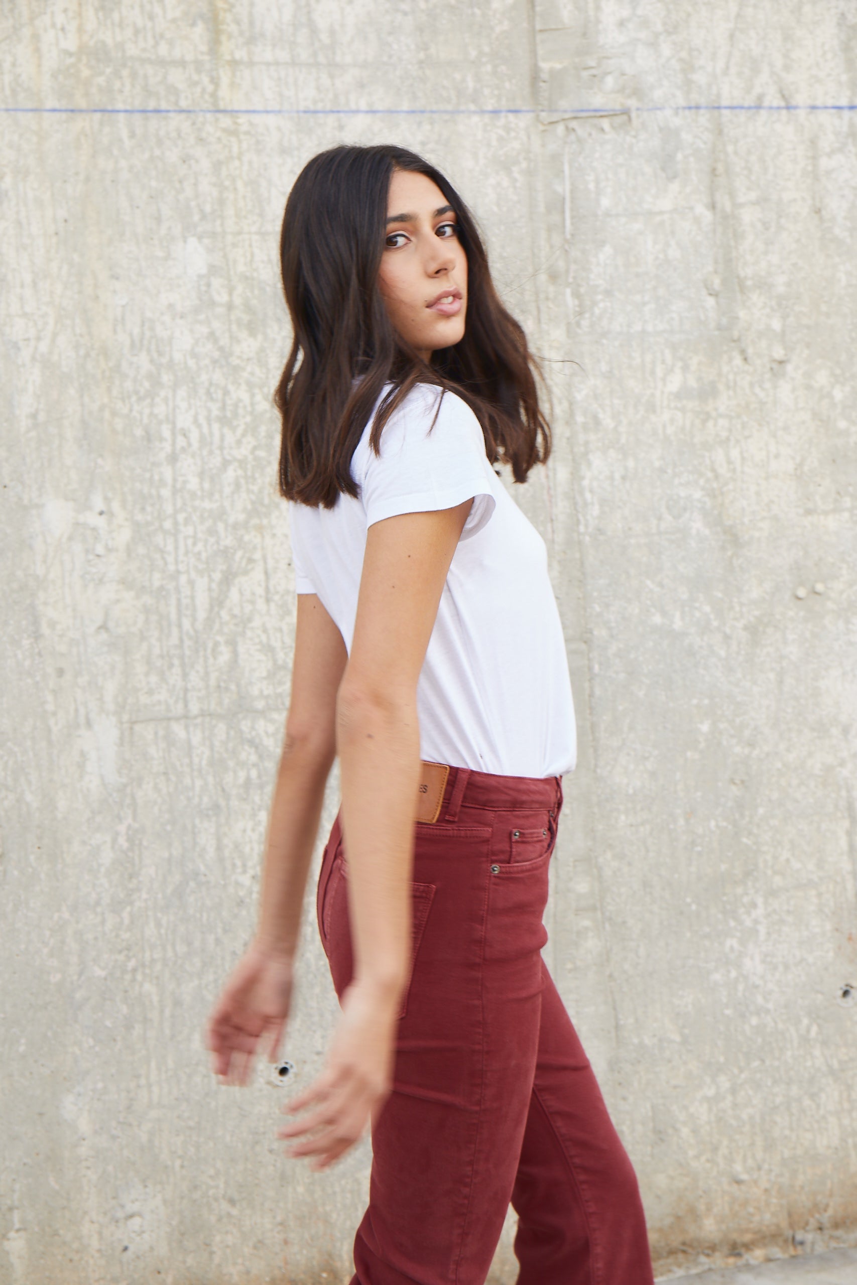 Jeans skinny flare burgundy