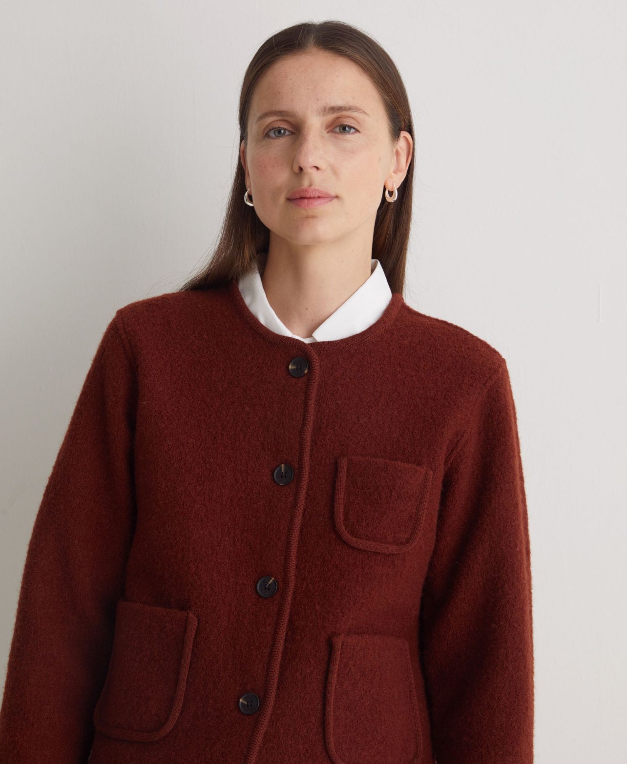 Chaqueta lana hervida teja