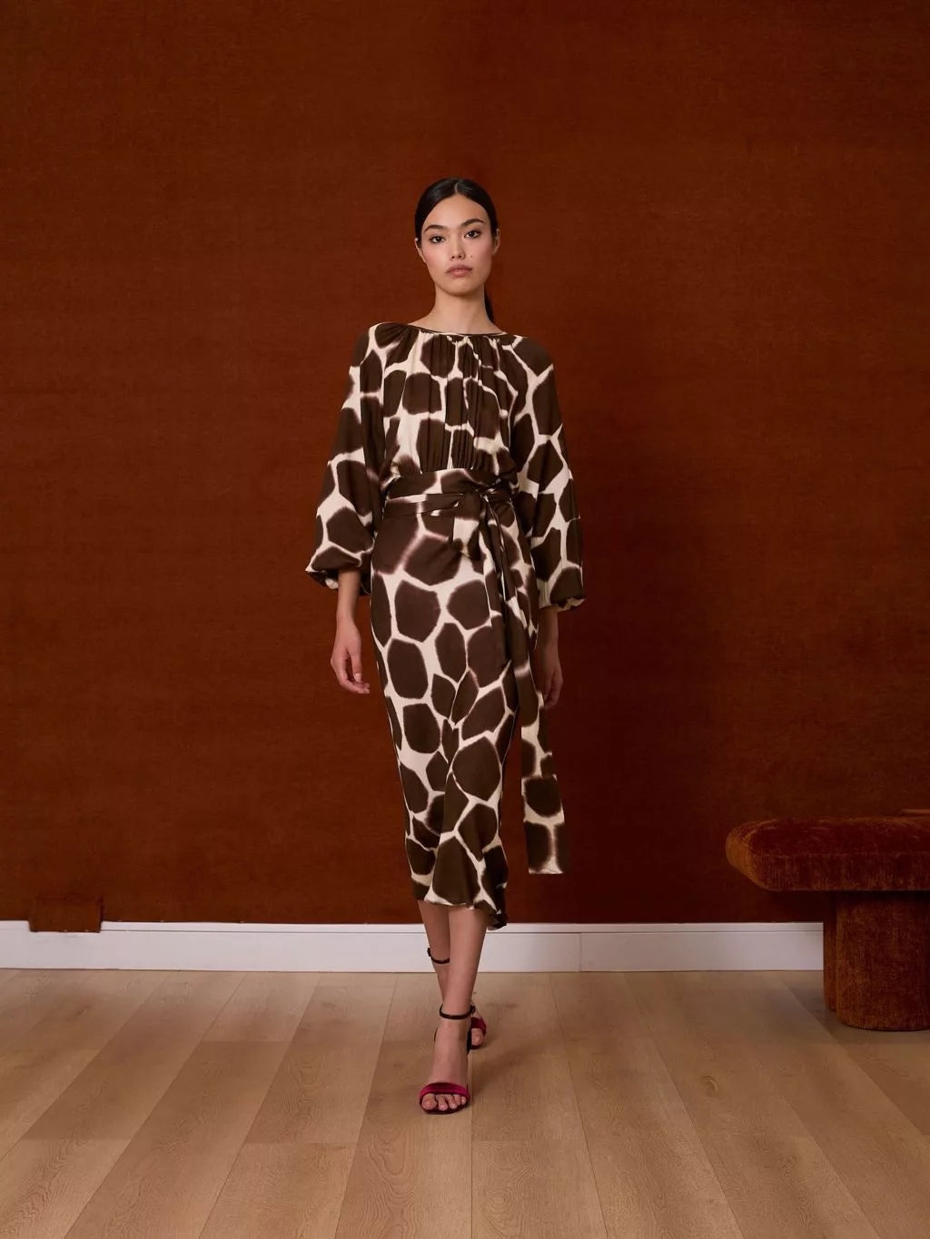 Vestido midi animal print