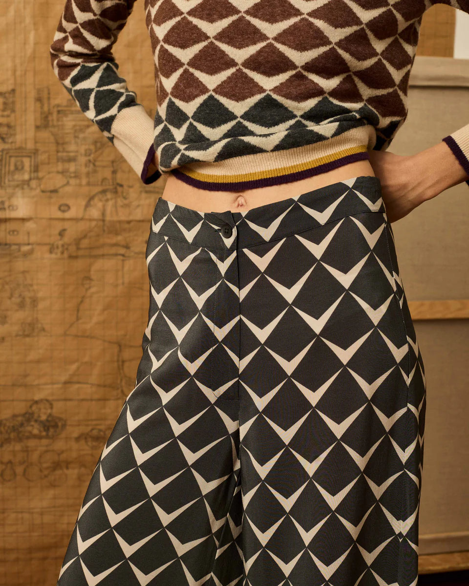 Jersey greca de intarsia marrón