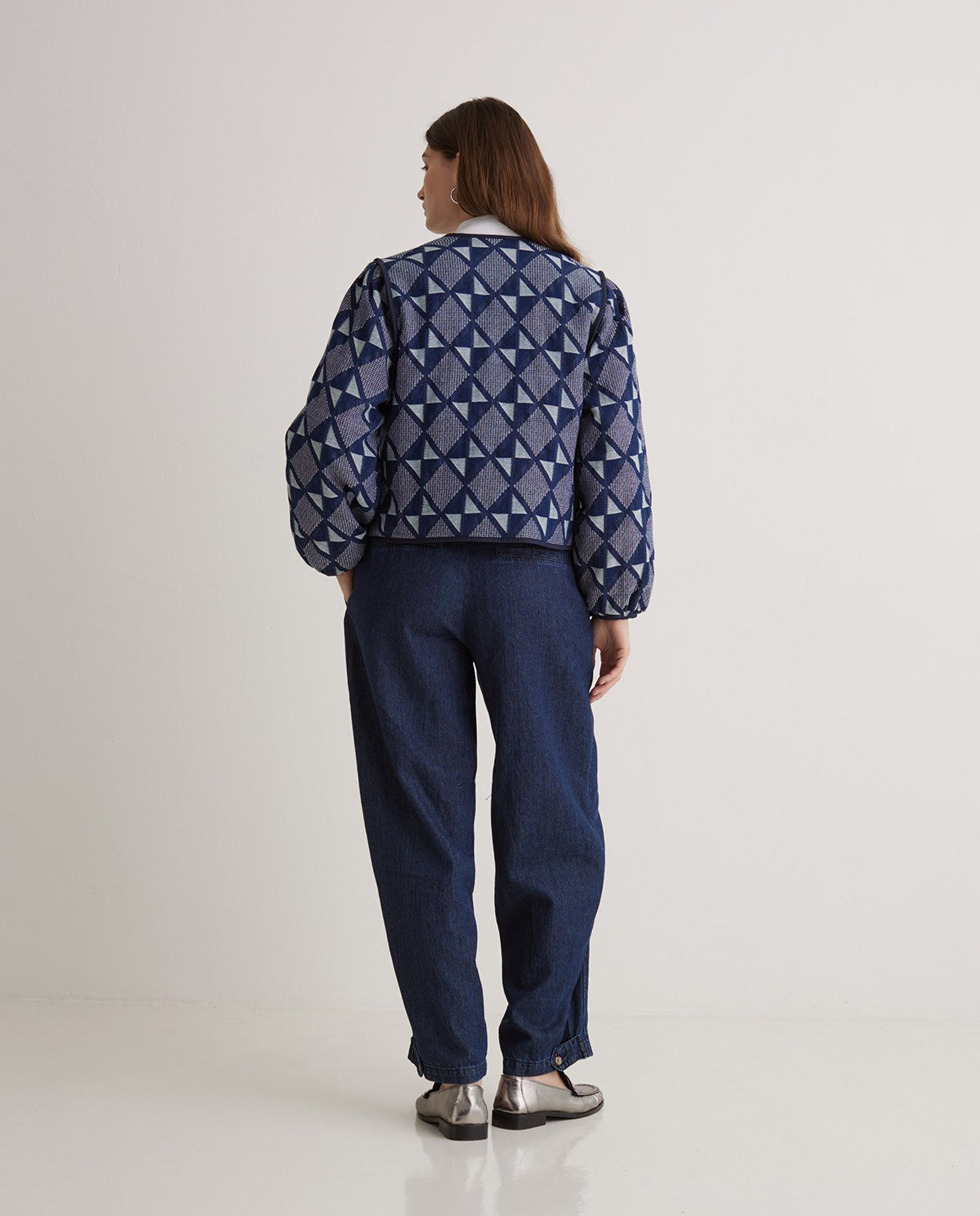 Chaqueta Corta Algodón Jacquard Índigo