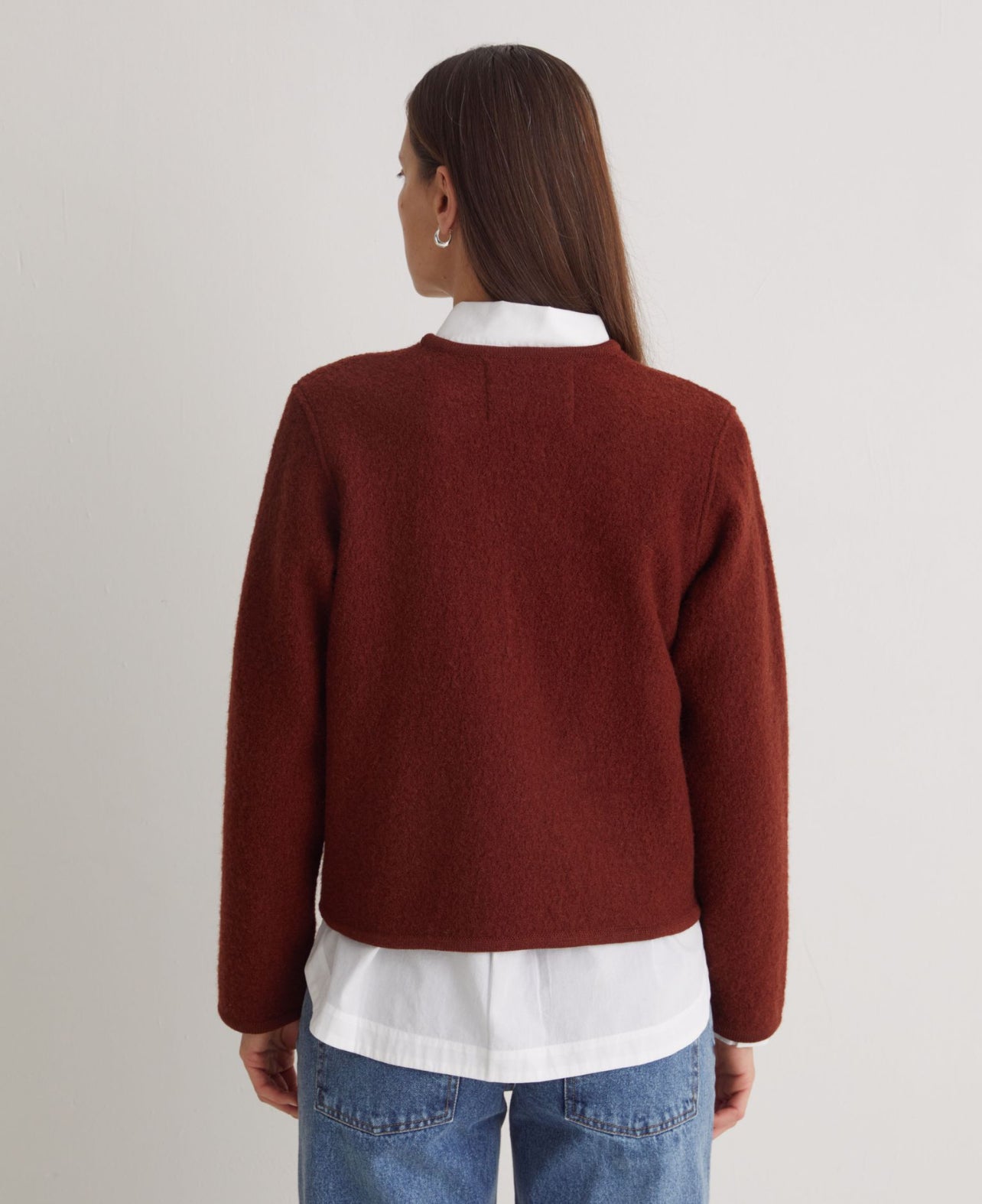 Chaqueta lana hervida teja
