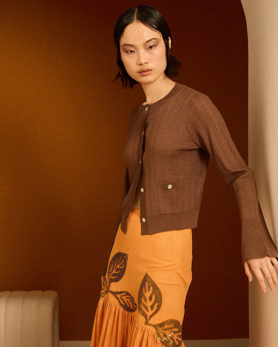 Chaqueta de punto marrón