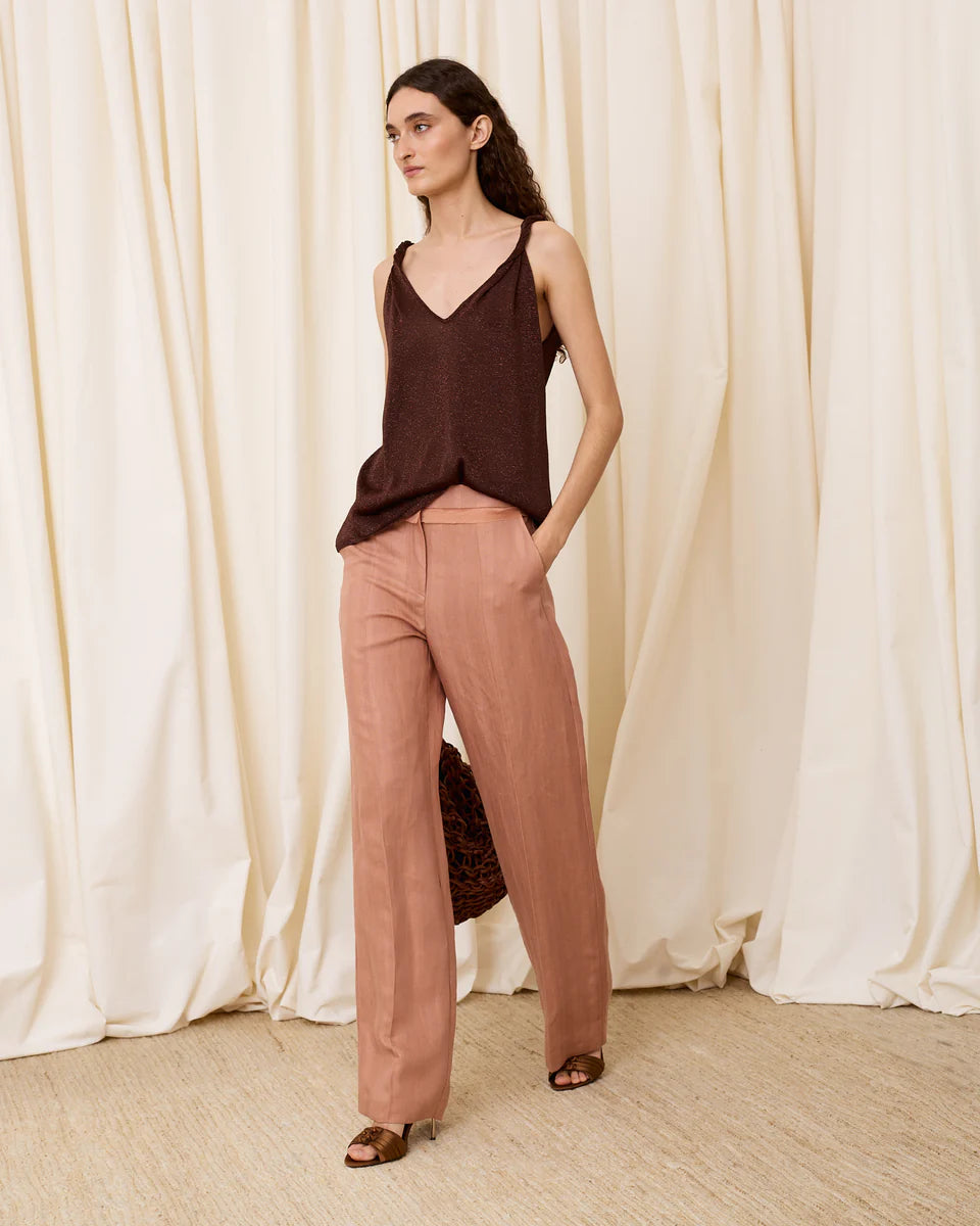 Top punto lúrex chocolate