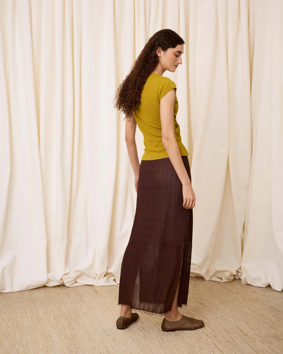 Falda punto lúrex chocolate