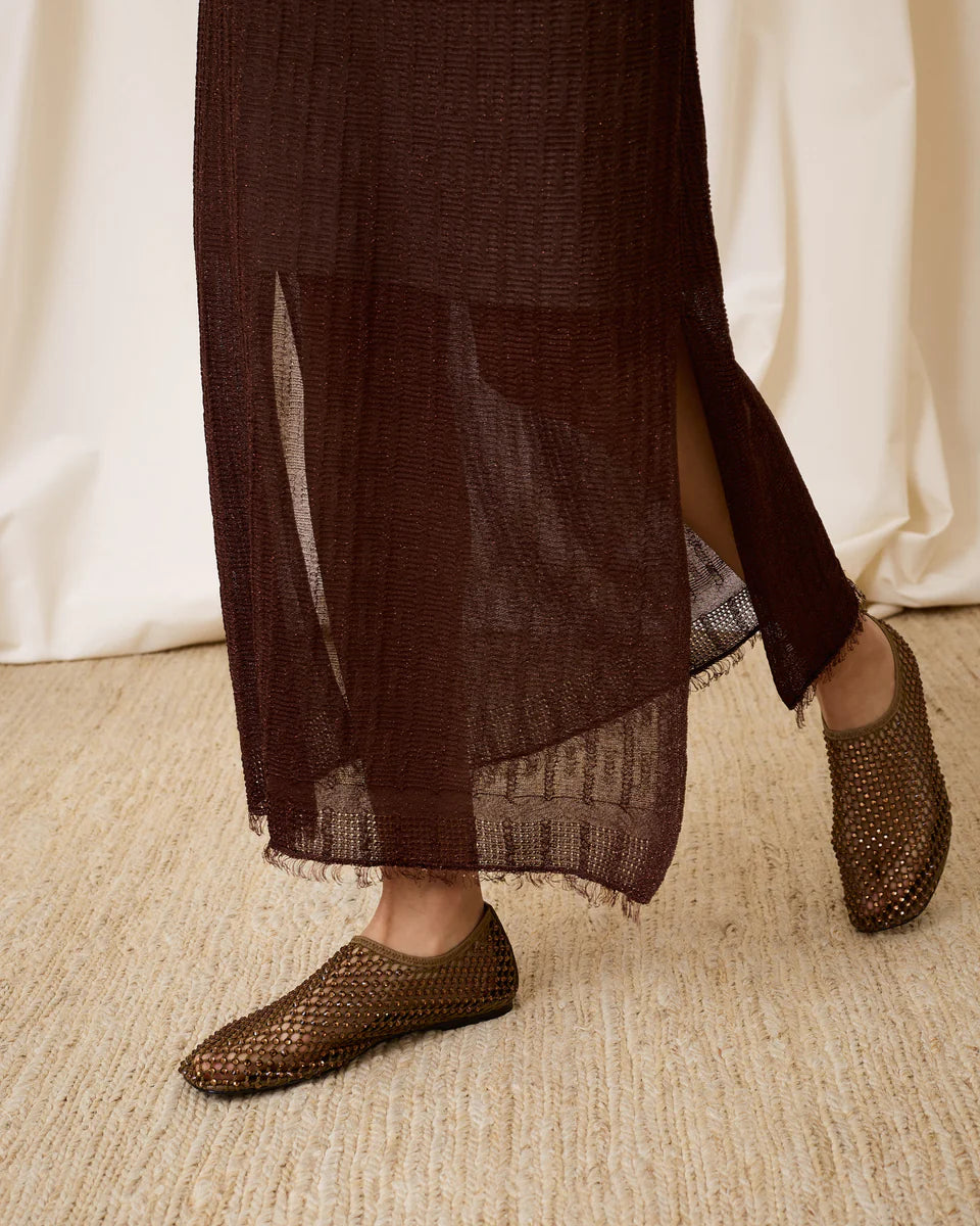 Falda punto lúrex chocolate
