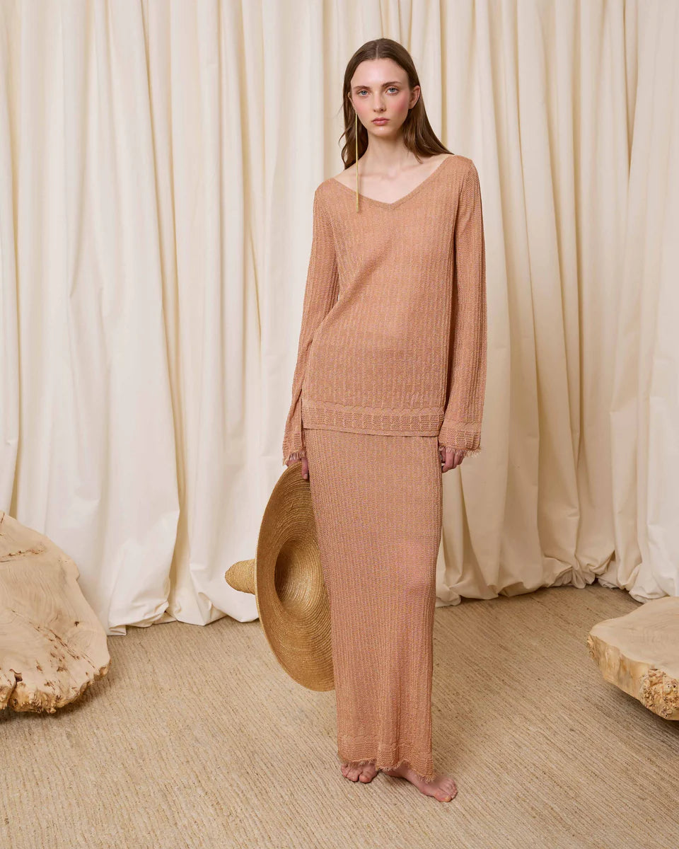 Jersey punto lúrex rosa