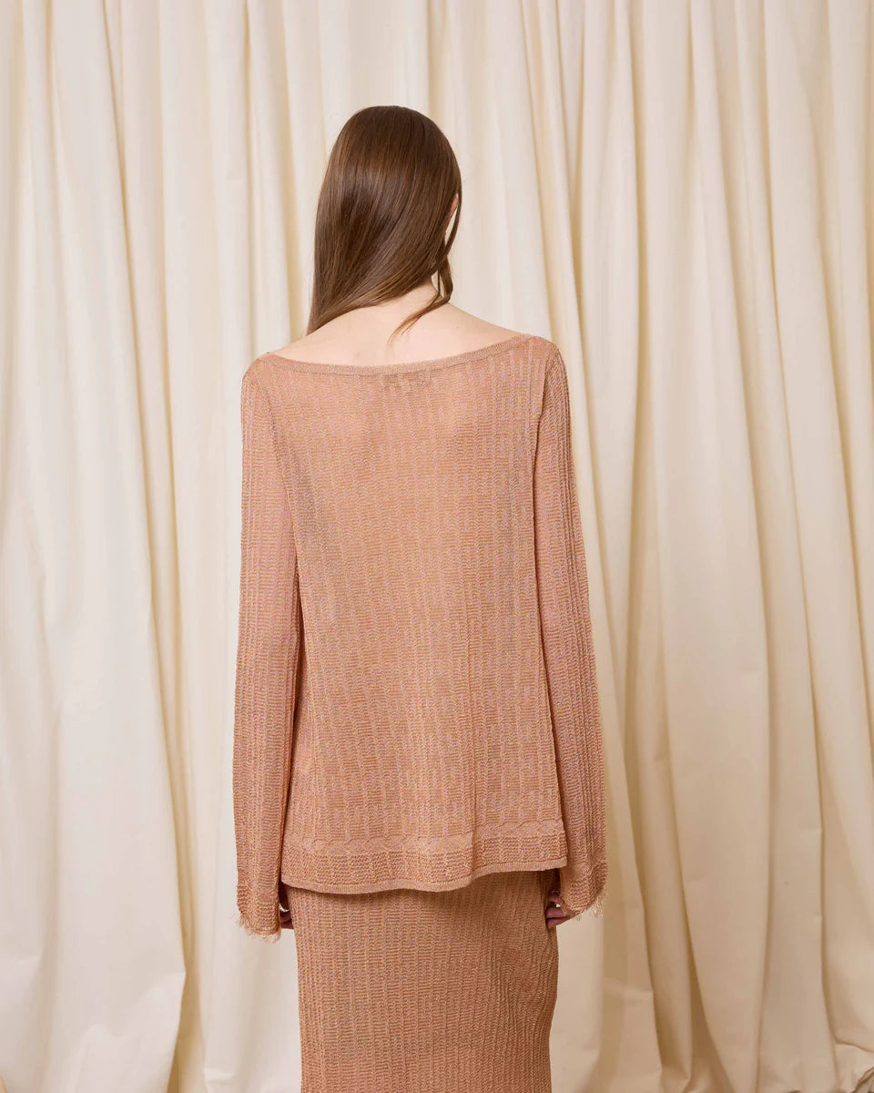 Jersey punto lúrex rosa