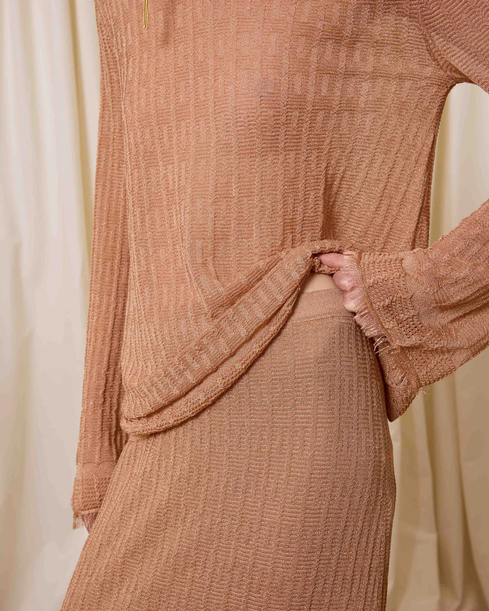 Falda punto lúrex rosa