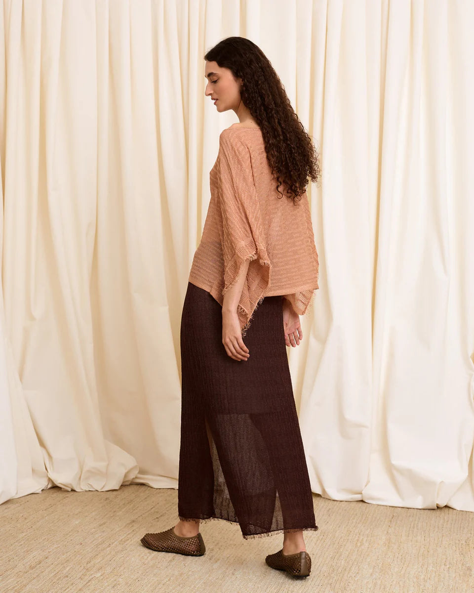 Poncho punto lúrex rosa