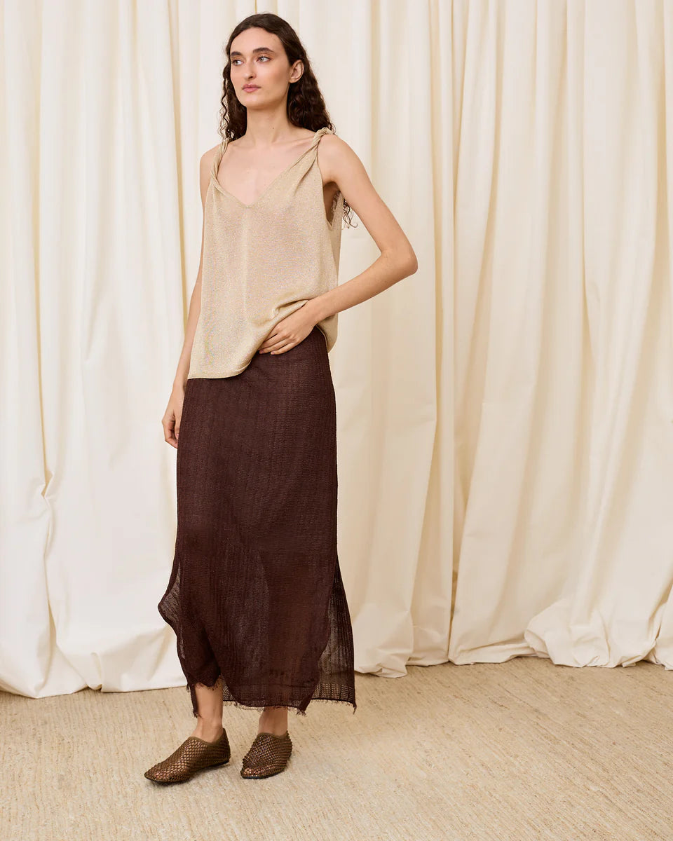 Top punto lúrex dorado