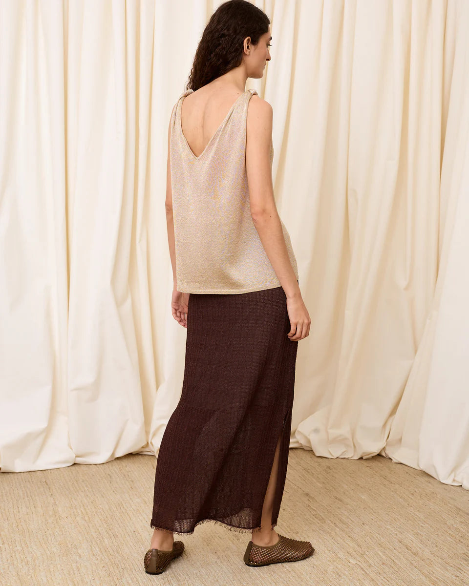 Top punto lúrex dorado