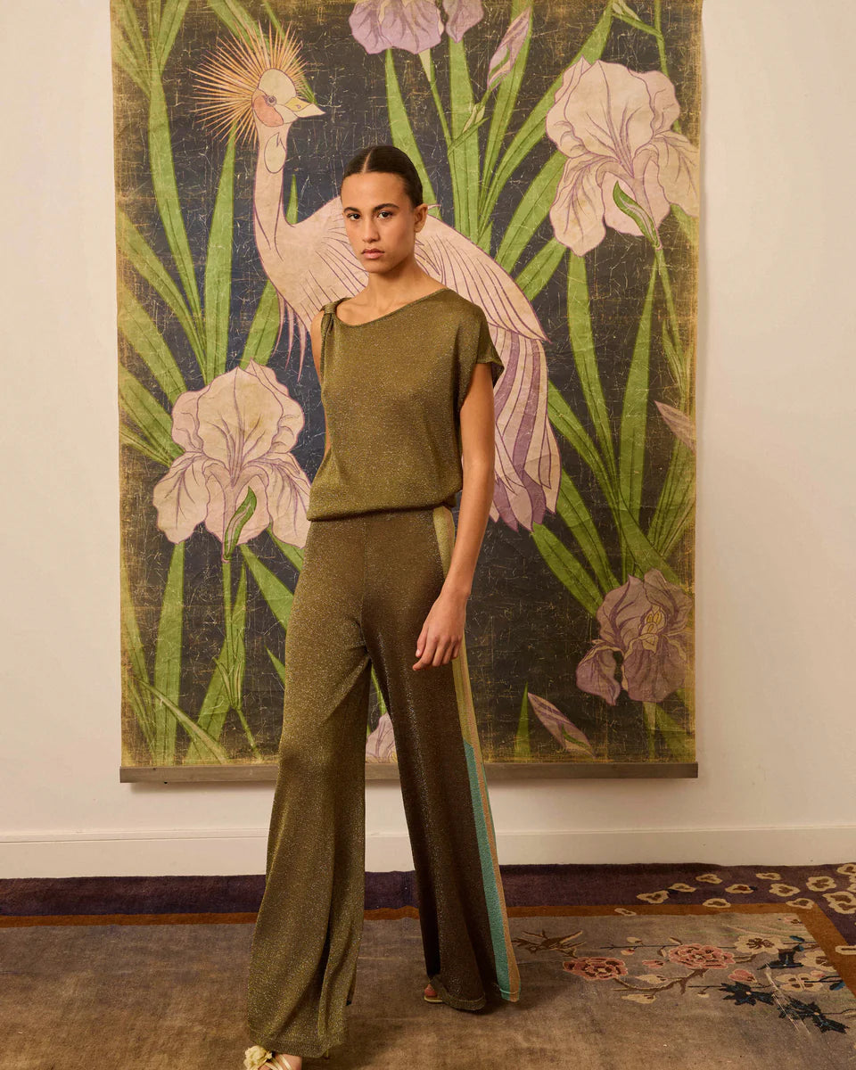Pantalón de lúrex kaki