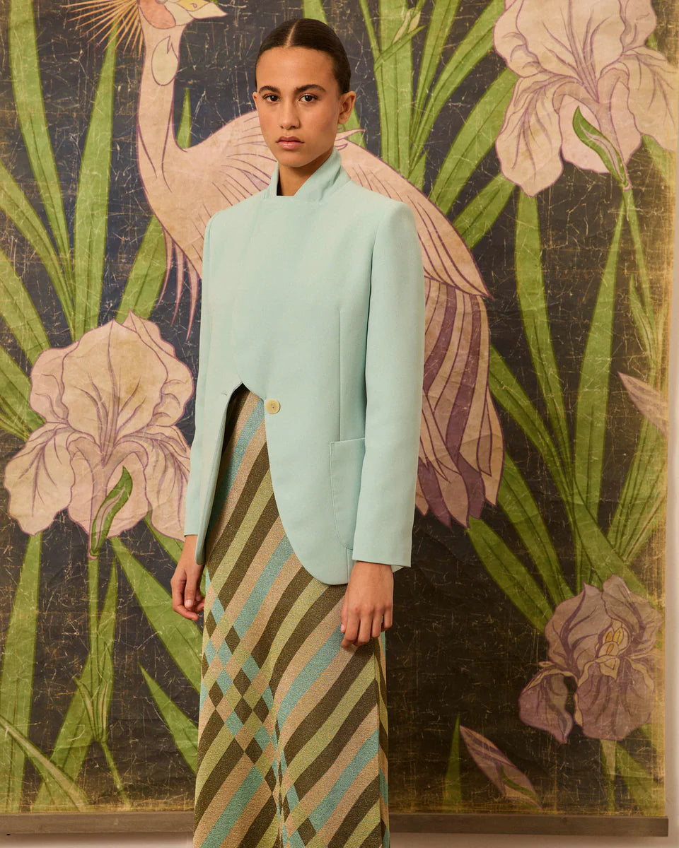 Blazer de crep celeste