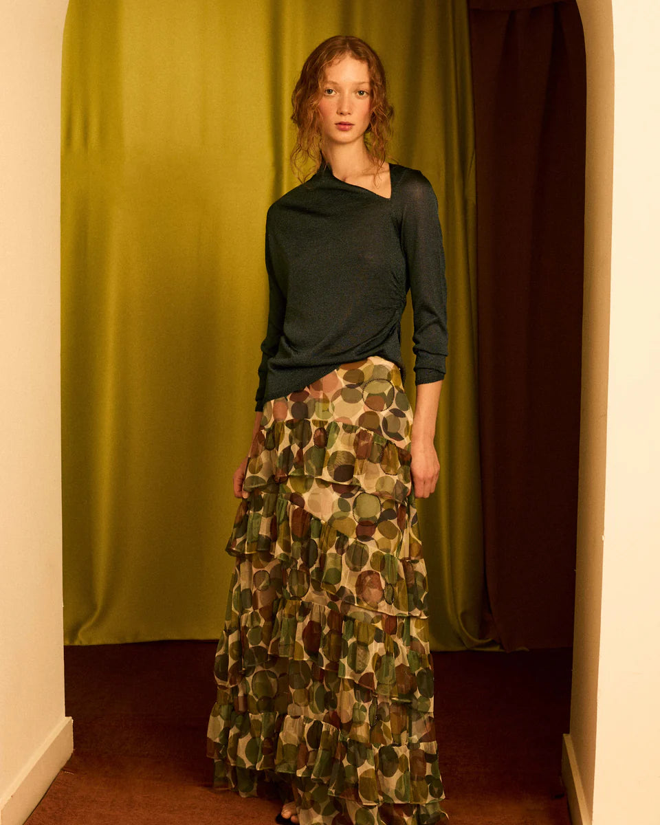 Jersey cuello asimétrico plomo