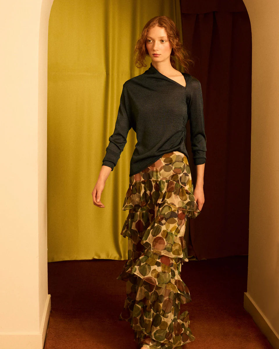 Jersey cuello asimétrico plomo