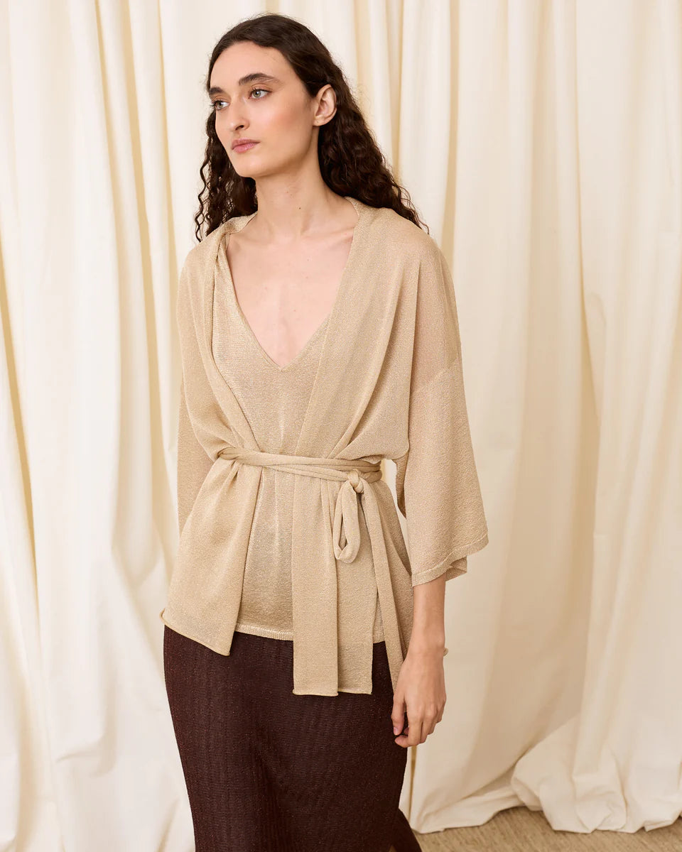 Top punto lúrex dorado