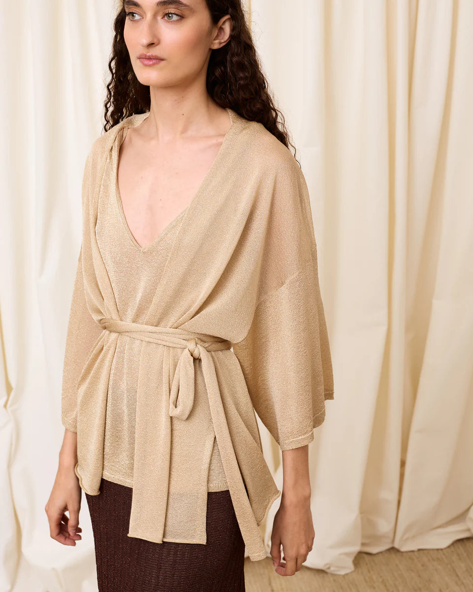 Chaqueta punto lúrex dorado