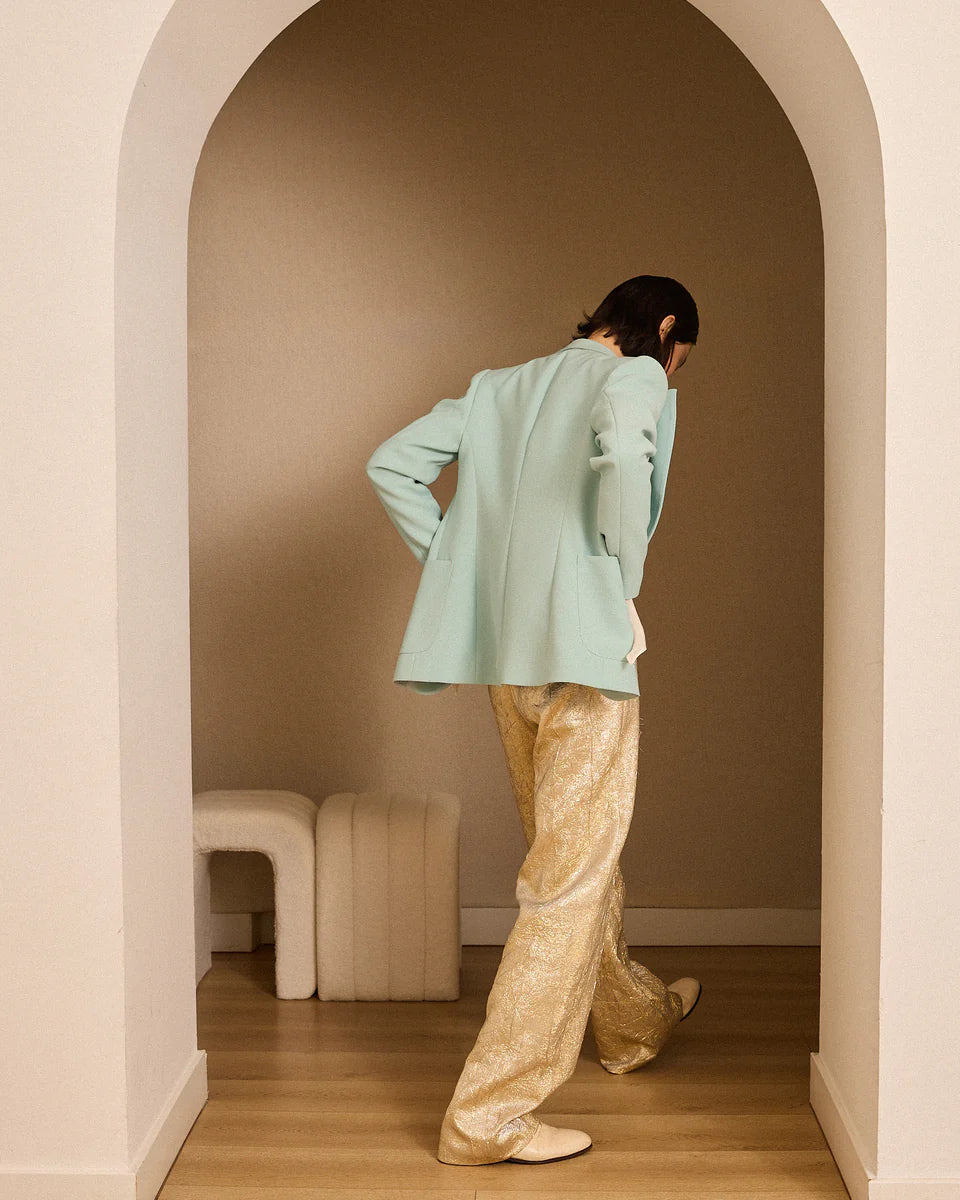 Blazer de crep celeste