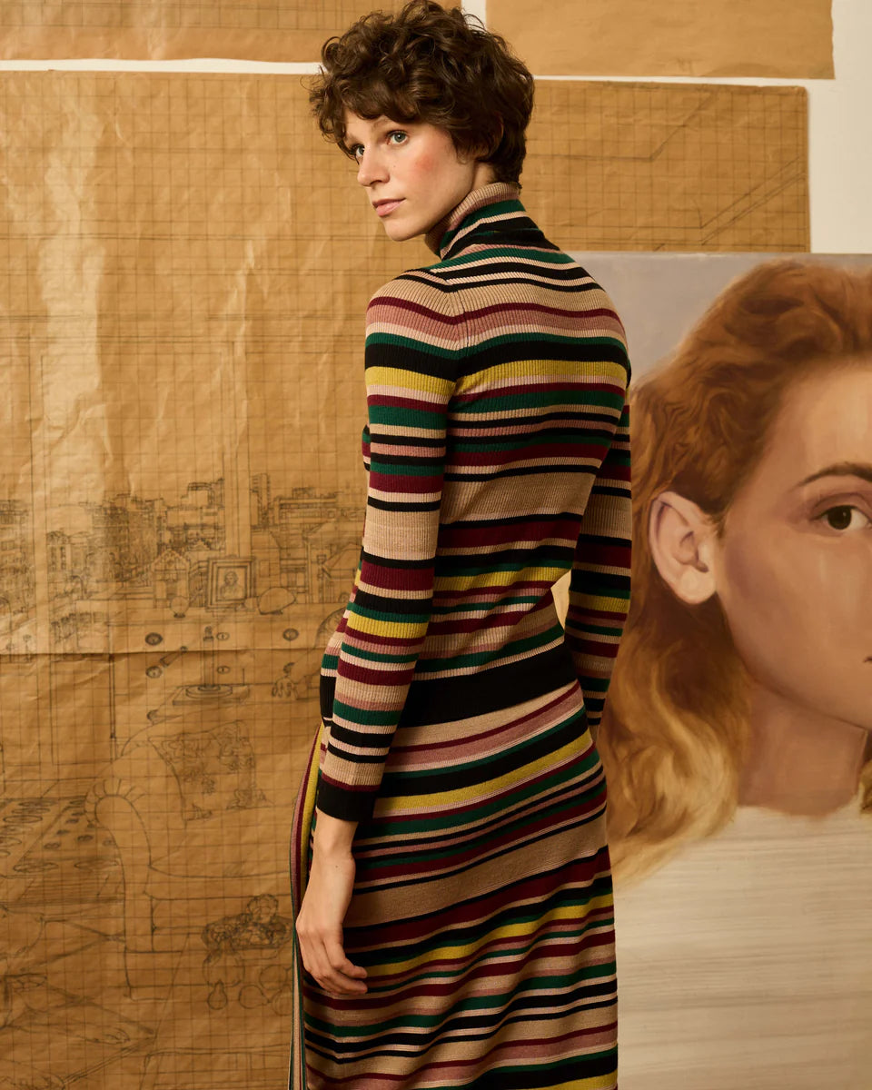 Jersey cuello alto multirayas
