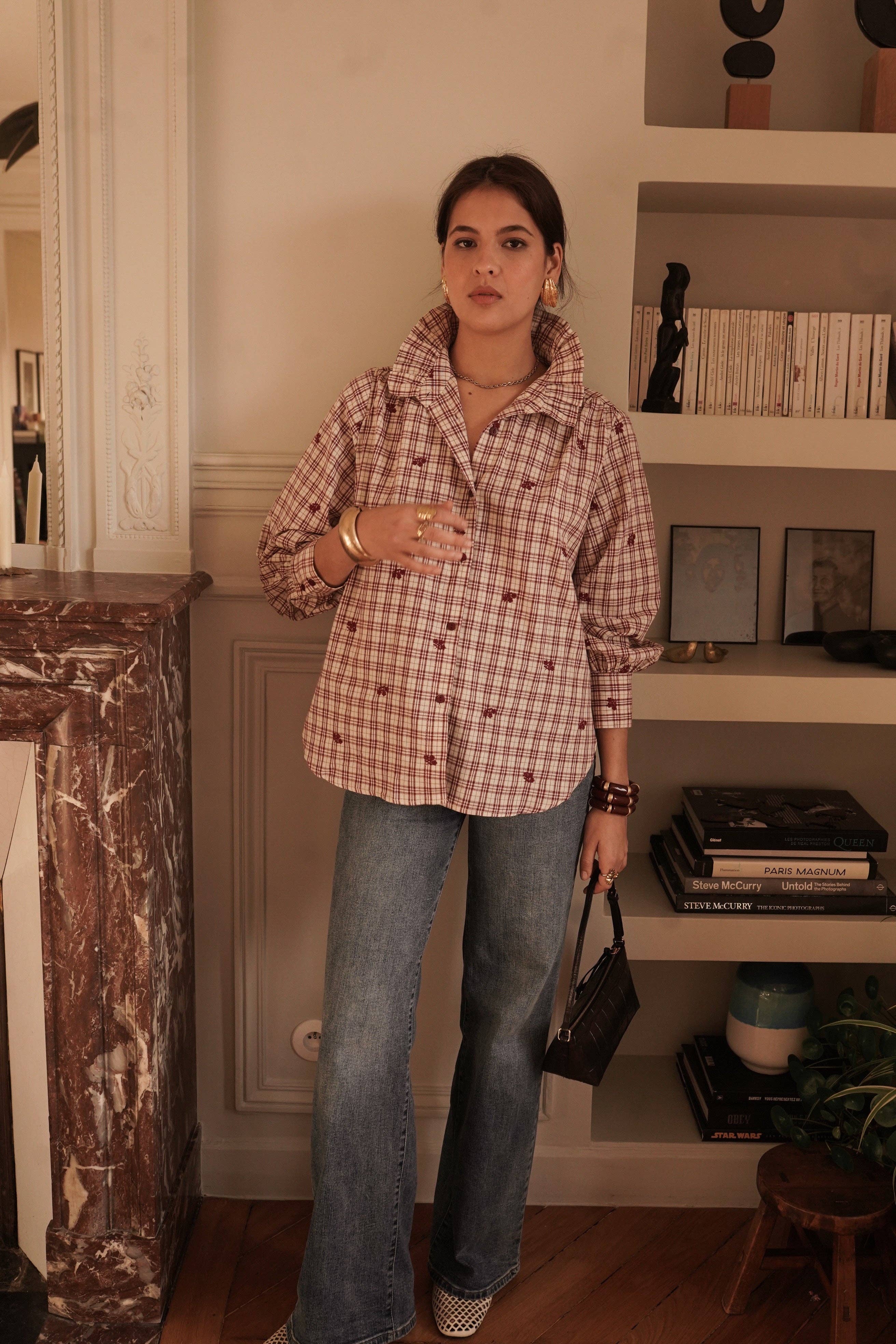Camisa Alba rosa viejo con detalles bordados · MHOSS