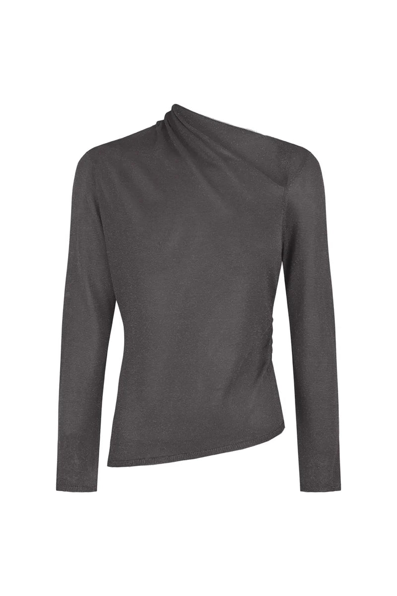 Jersey cuello asimétrico plomo