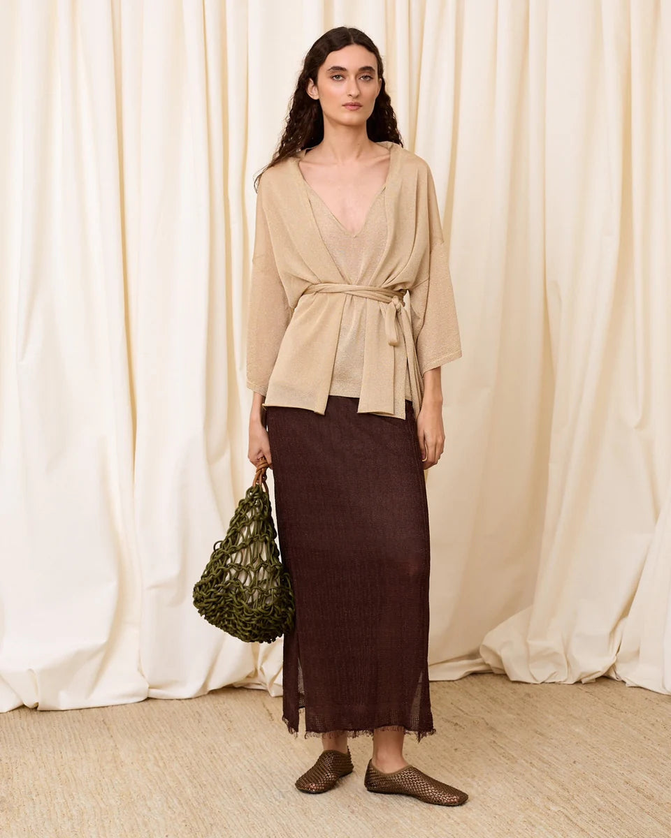 Chaqueta punto lúrex dorado