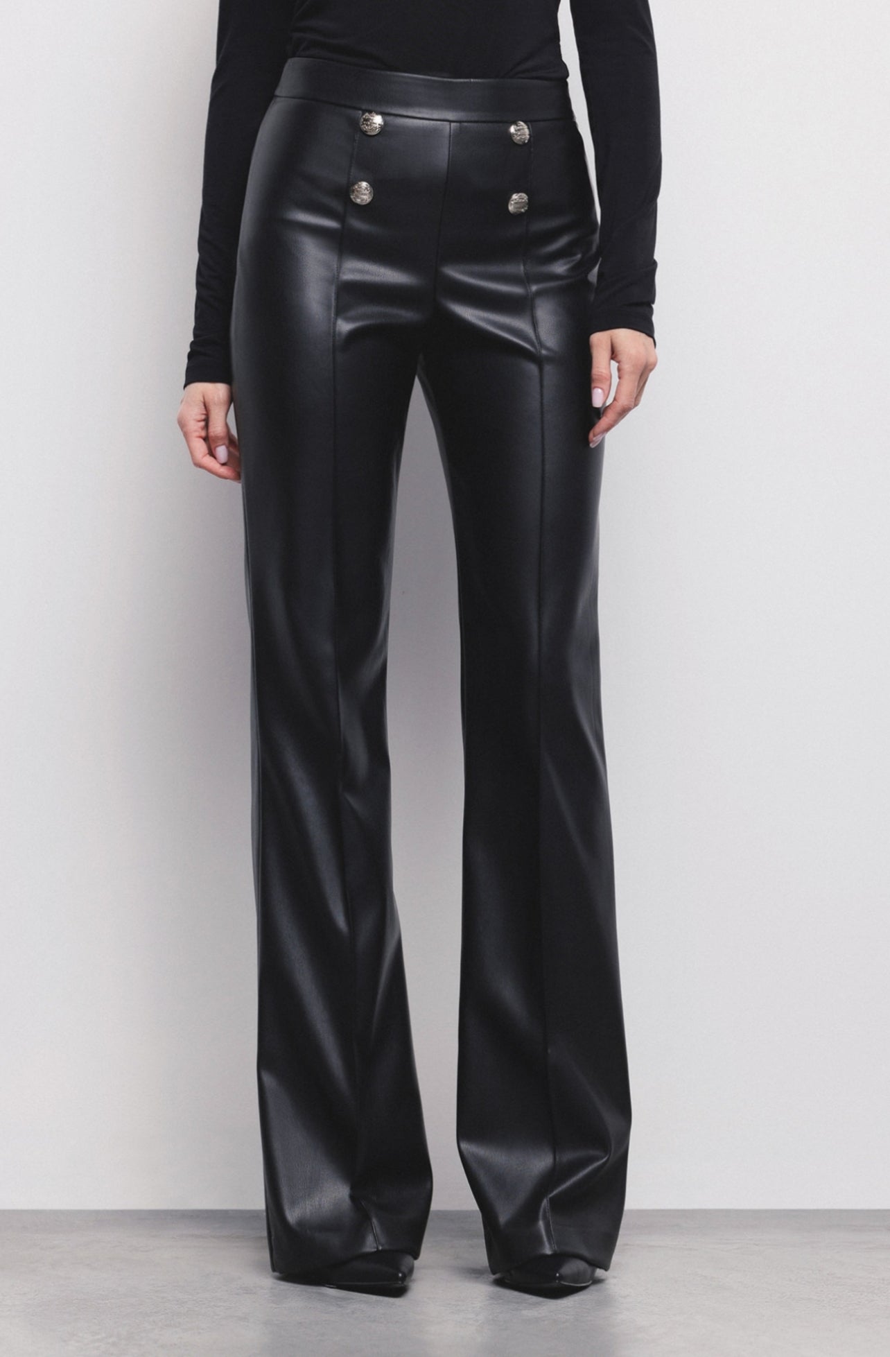 Pantalon effet cuir noir