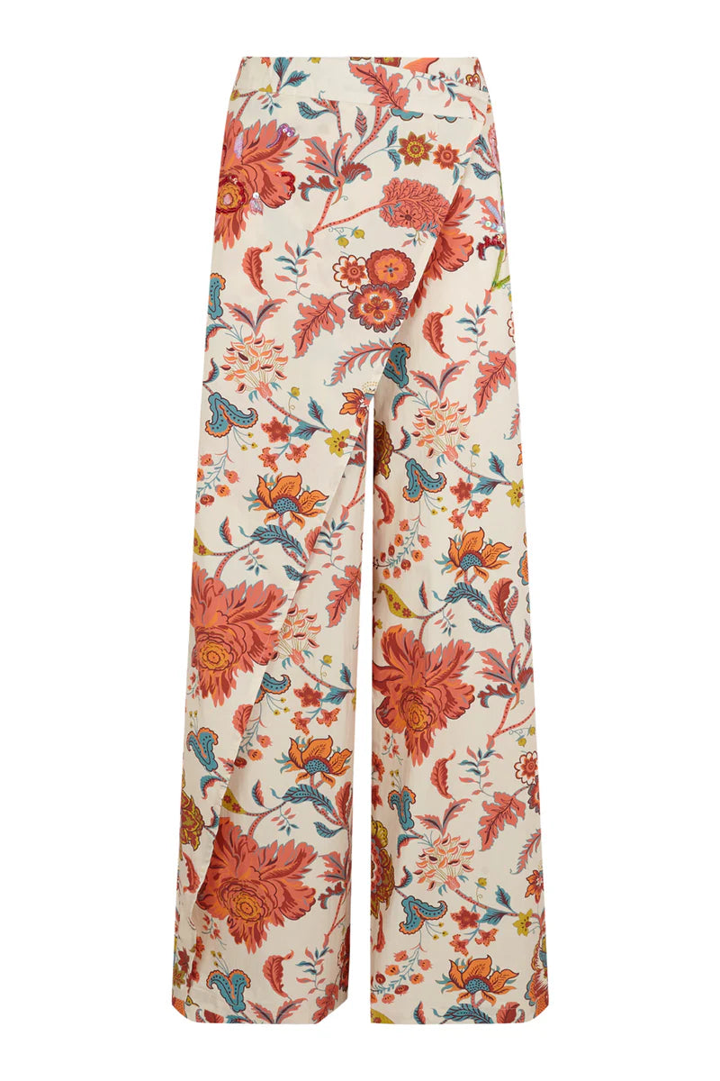 Pantalón pareo flores con lentejuelas