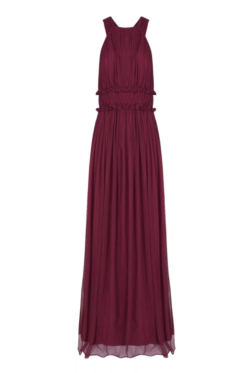 Plumeti eggplant tulle midi dress