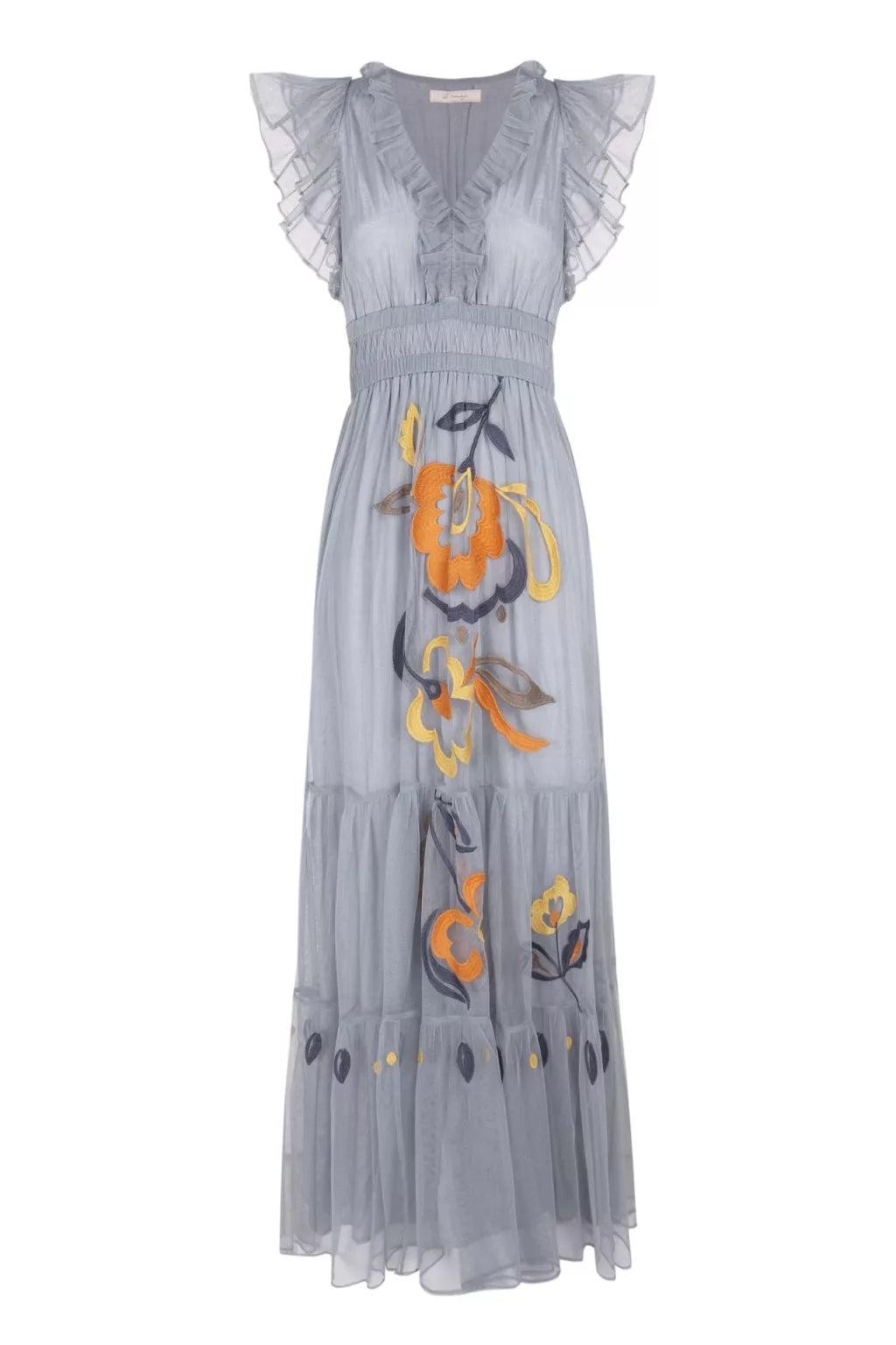 Vestido tul bordado azul