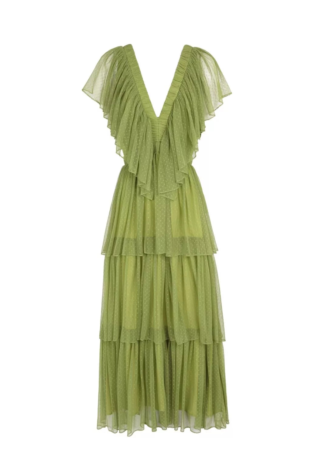 Vestido midi tul verde plumeti