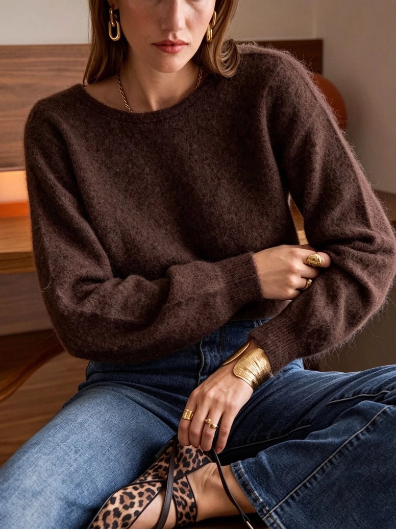 Jersey chocolate con espalda abierta cruzada · Albin