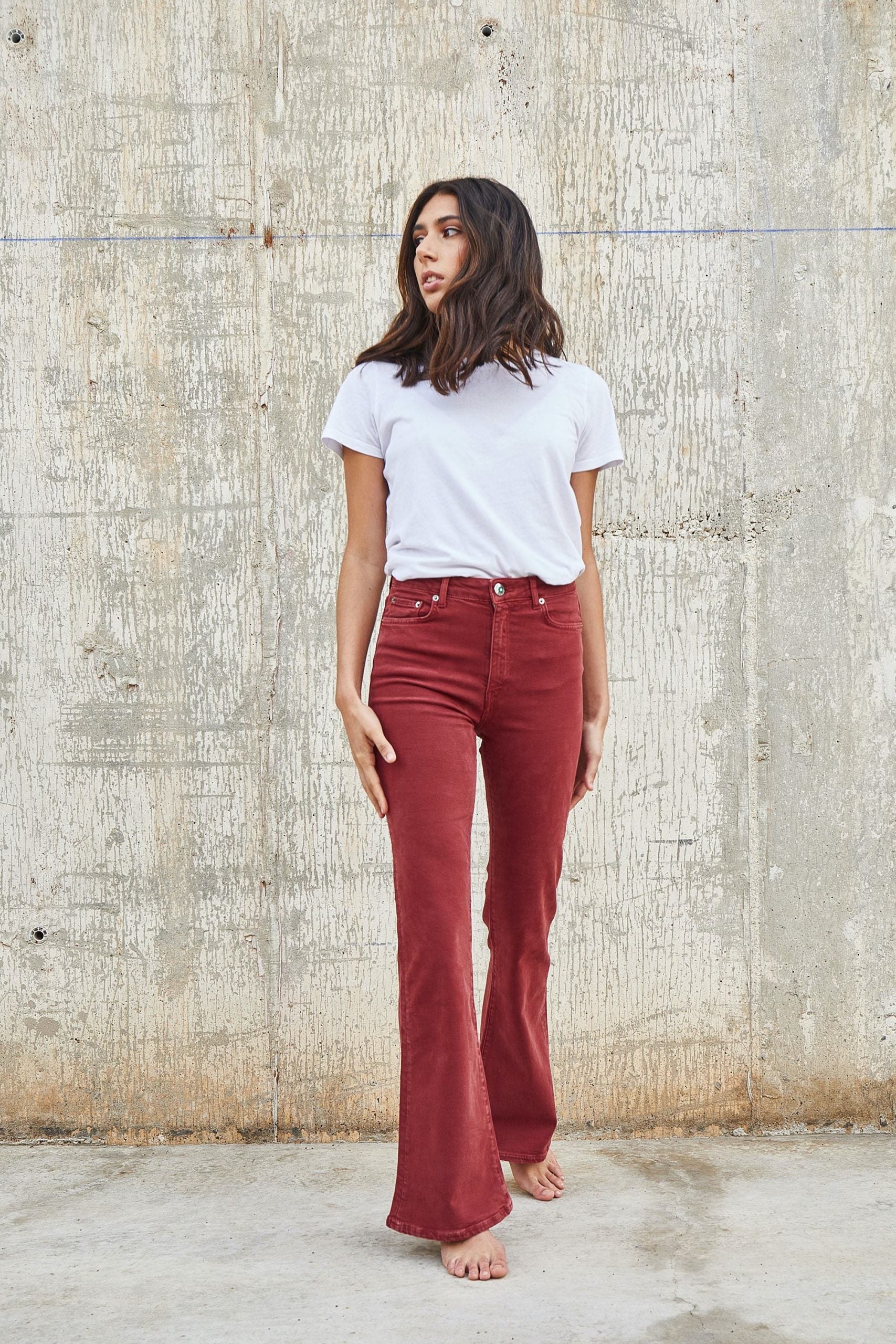 Jeans skinny flare burgundy