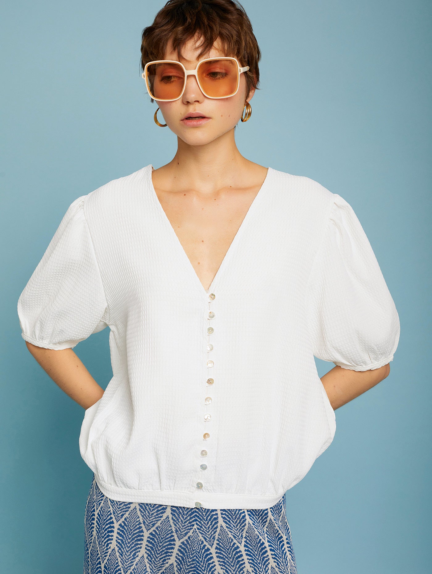 Blusa blanca manga corta