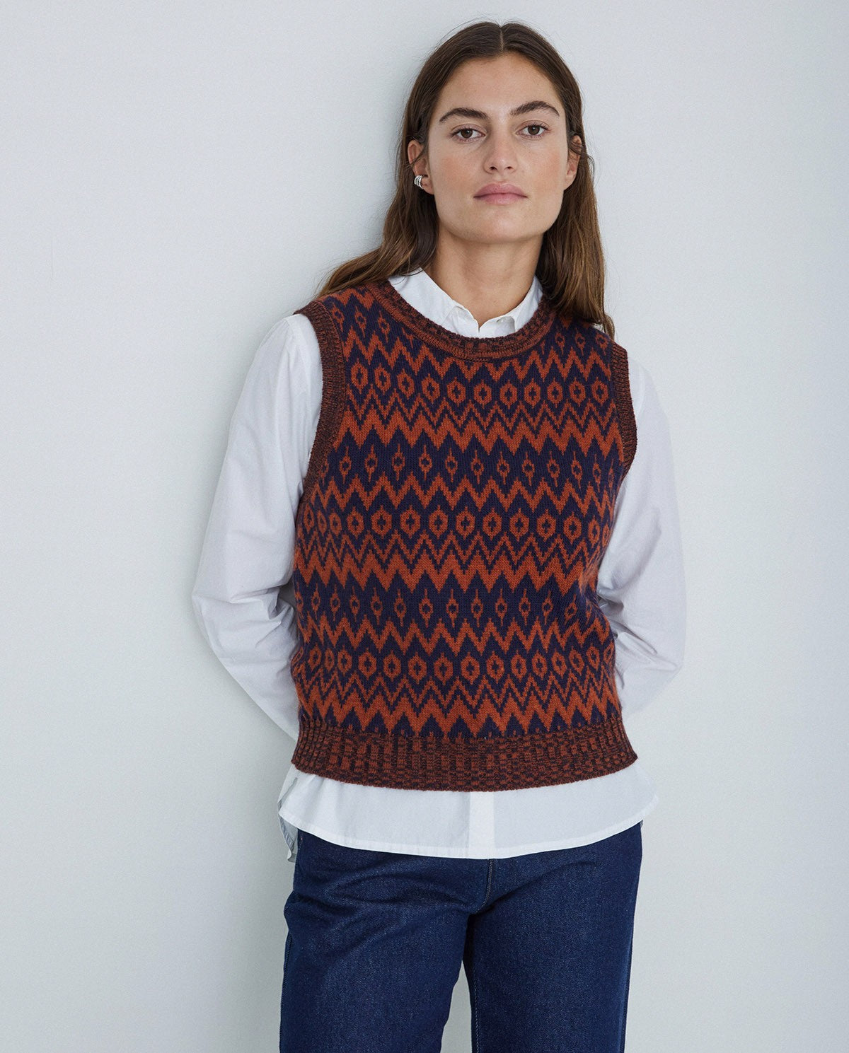 Chaleco jacquard azul oscuro