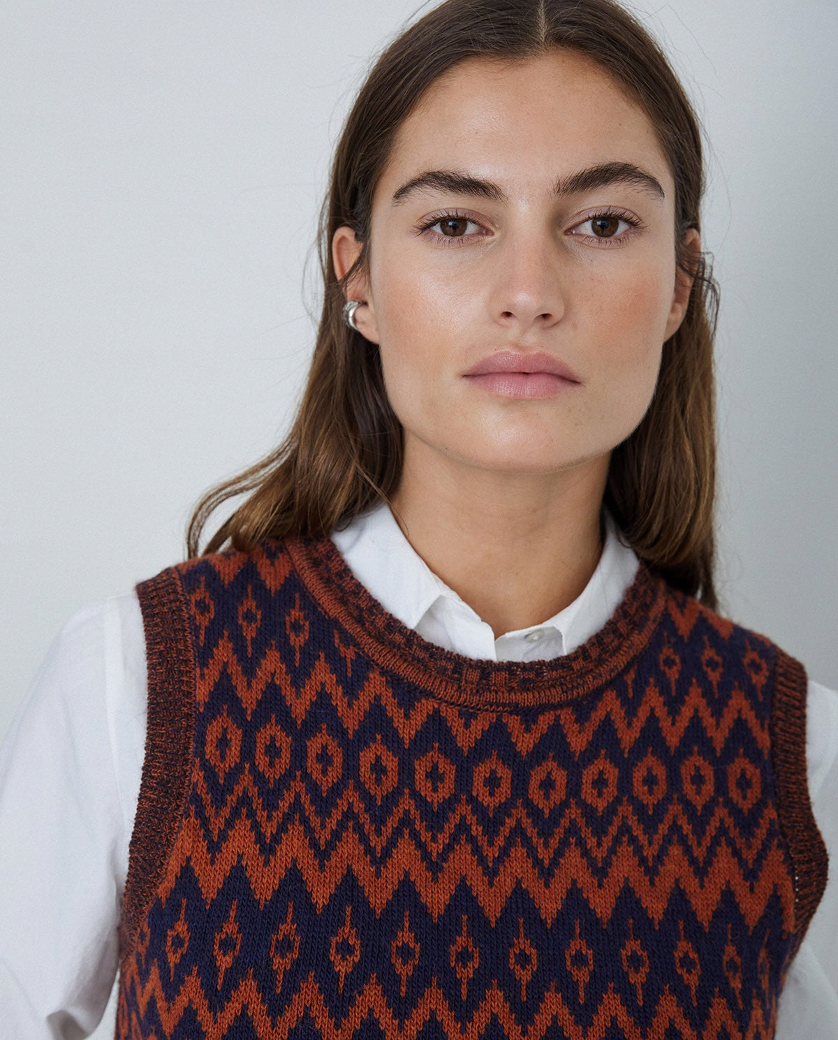 Chaleco jacquard azul oscuro