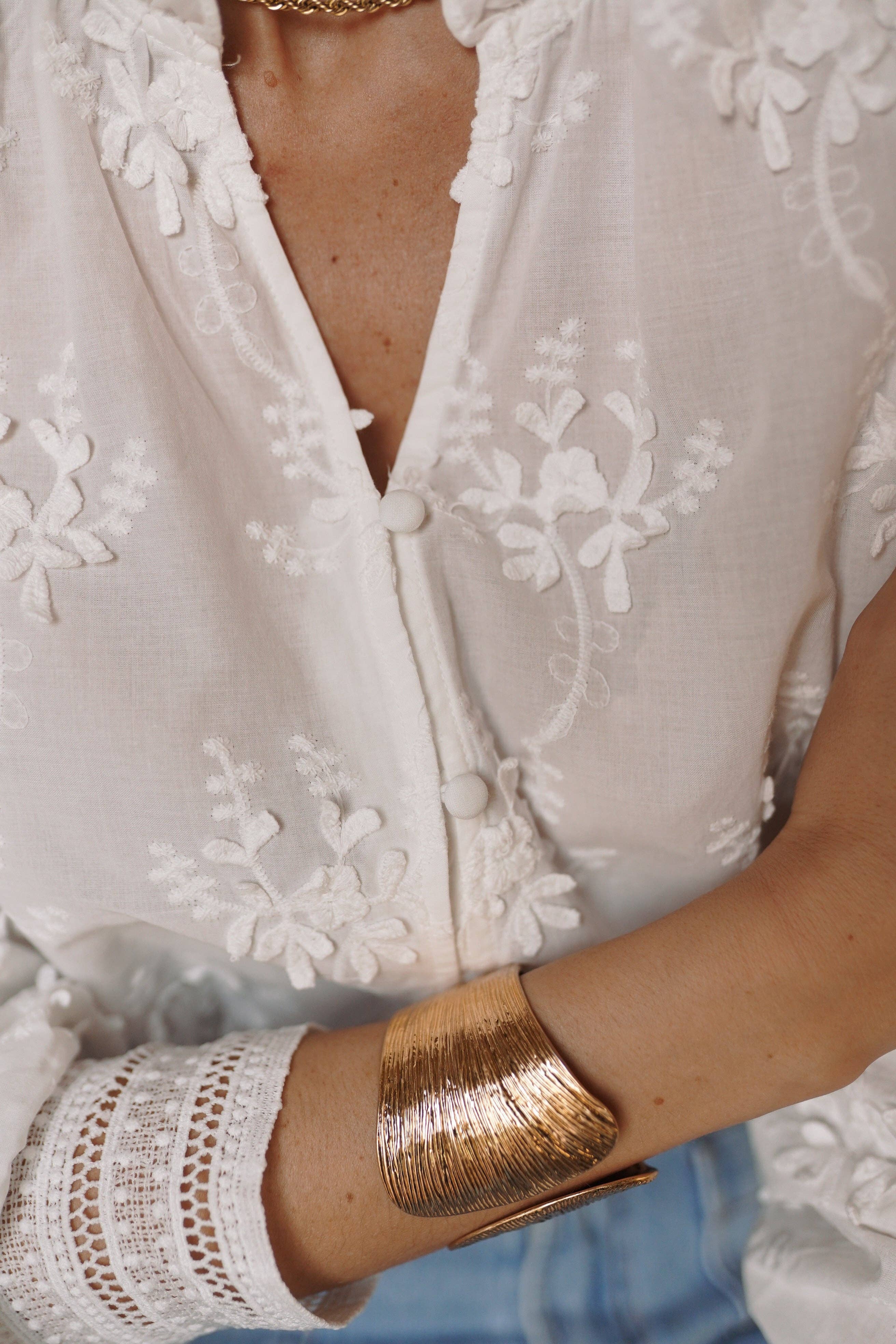Camisa blanca de algodón, talla M/L