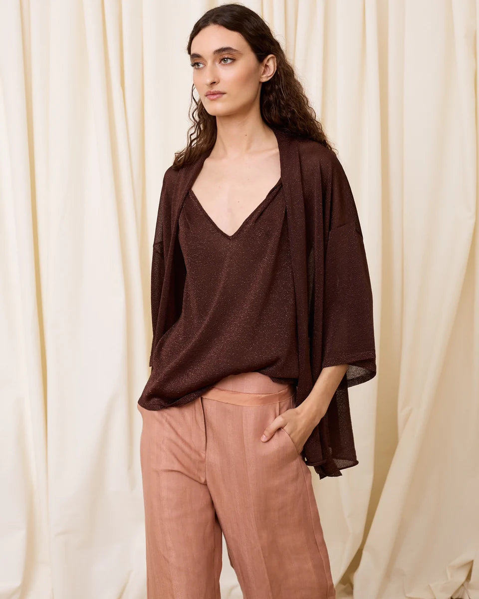 Chaqueta punto lúrex chocolate