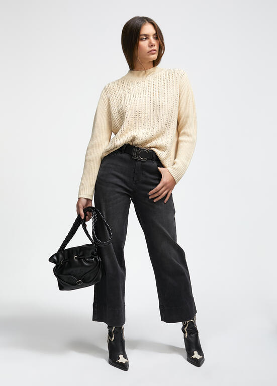 Sac bandoulière noir à anses tressées