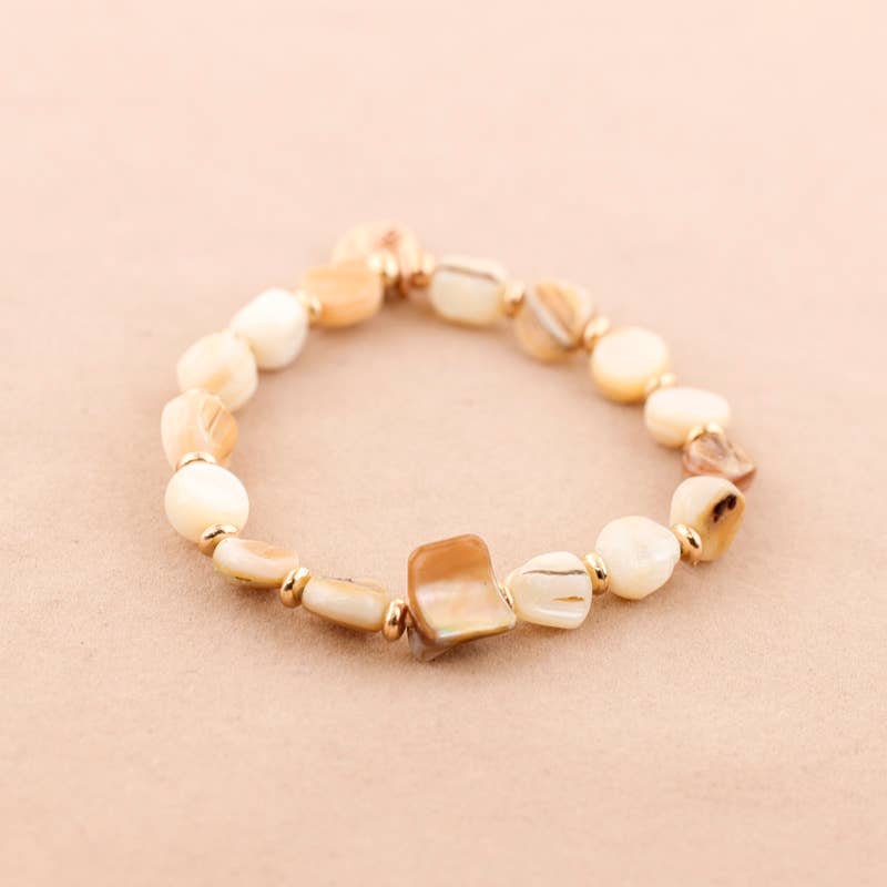 Pulsera elástica de cuentas de nácar · MHOSS Oviedo