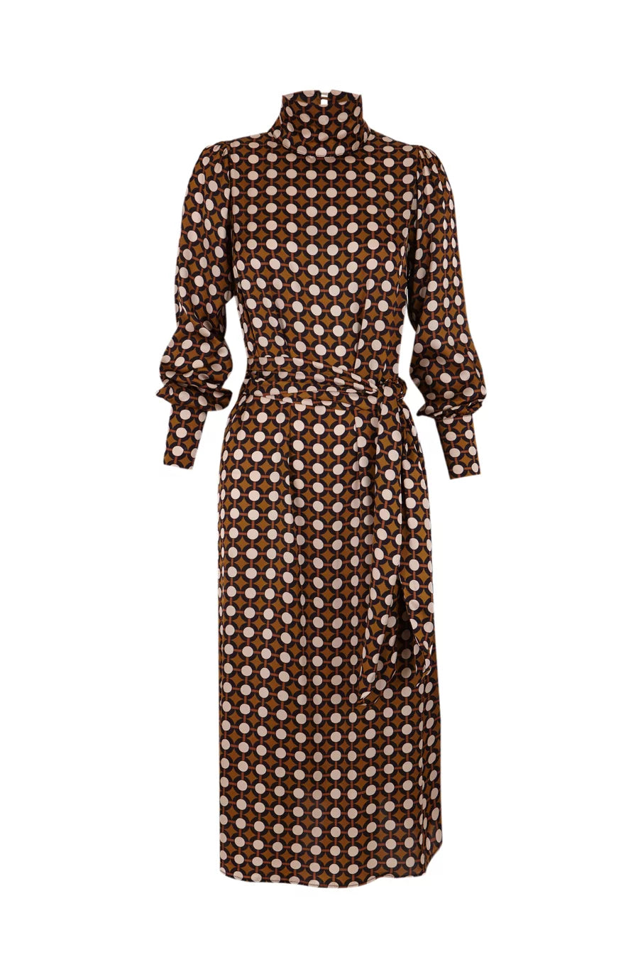 Robe midi marron à pois