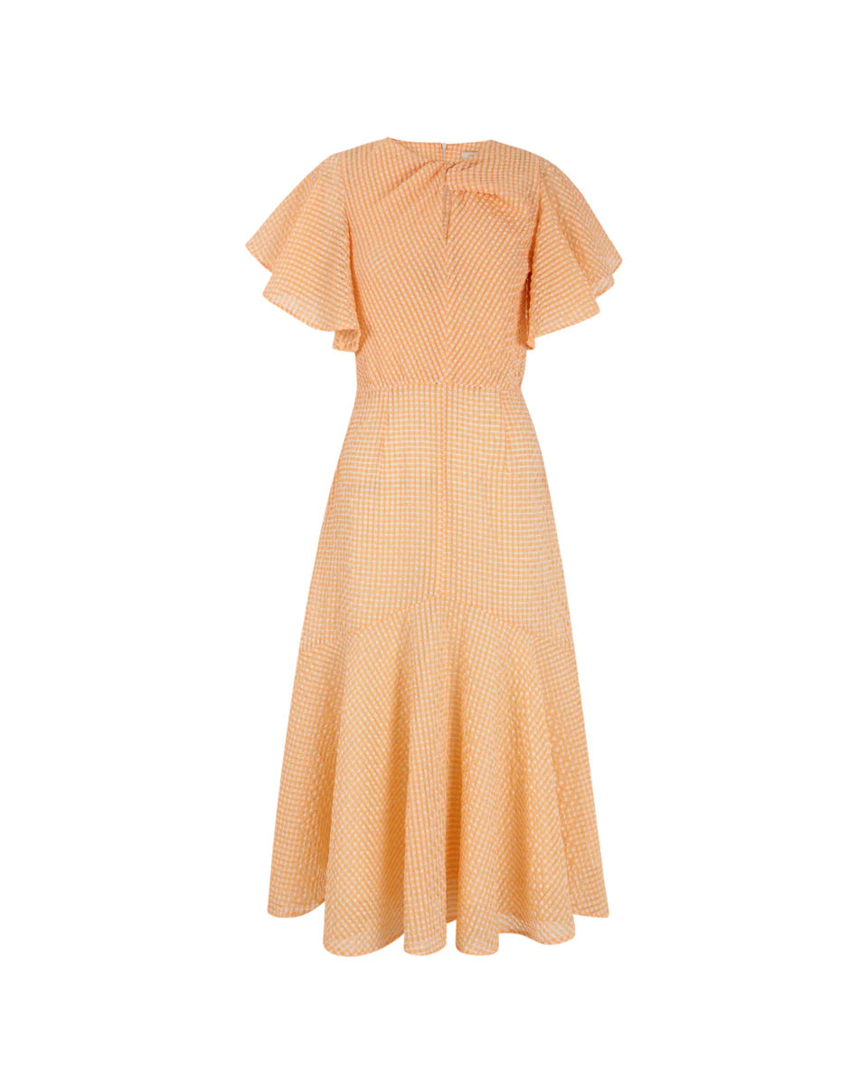 Vestido midi calado mandarina