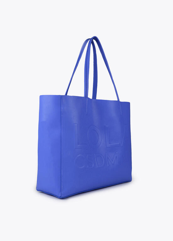 Shopper azul con logo grabado