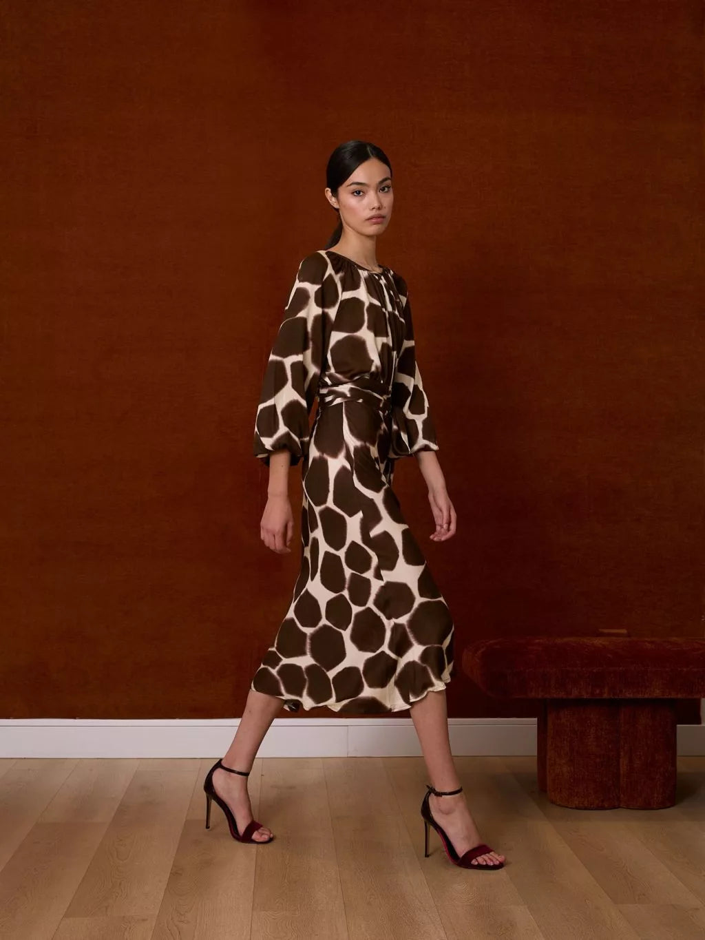 Robe midi à imprimé animalier