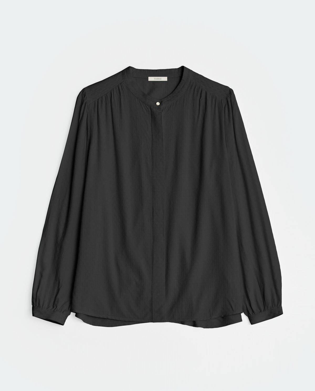 Black flowing shirt with mao collar