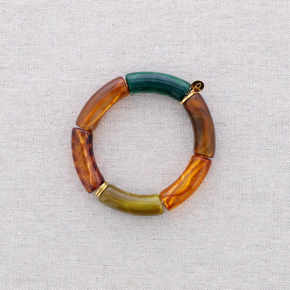 Pulsera de acero con tubos de resina multicolor, grande